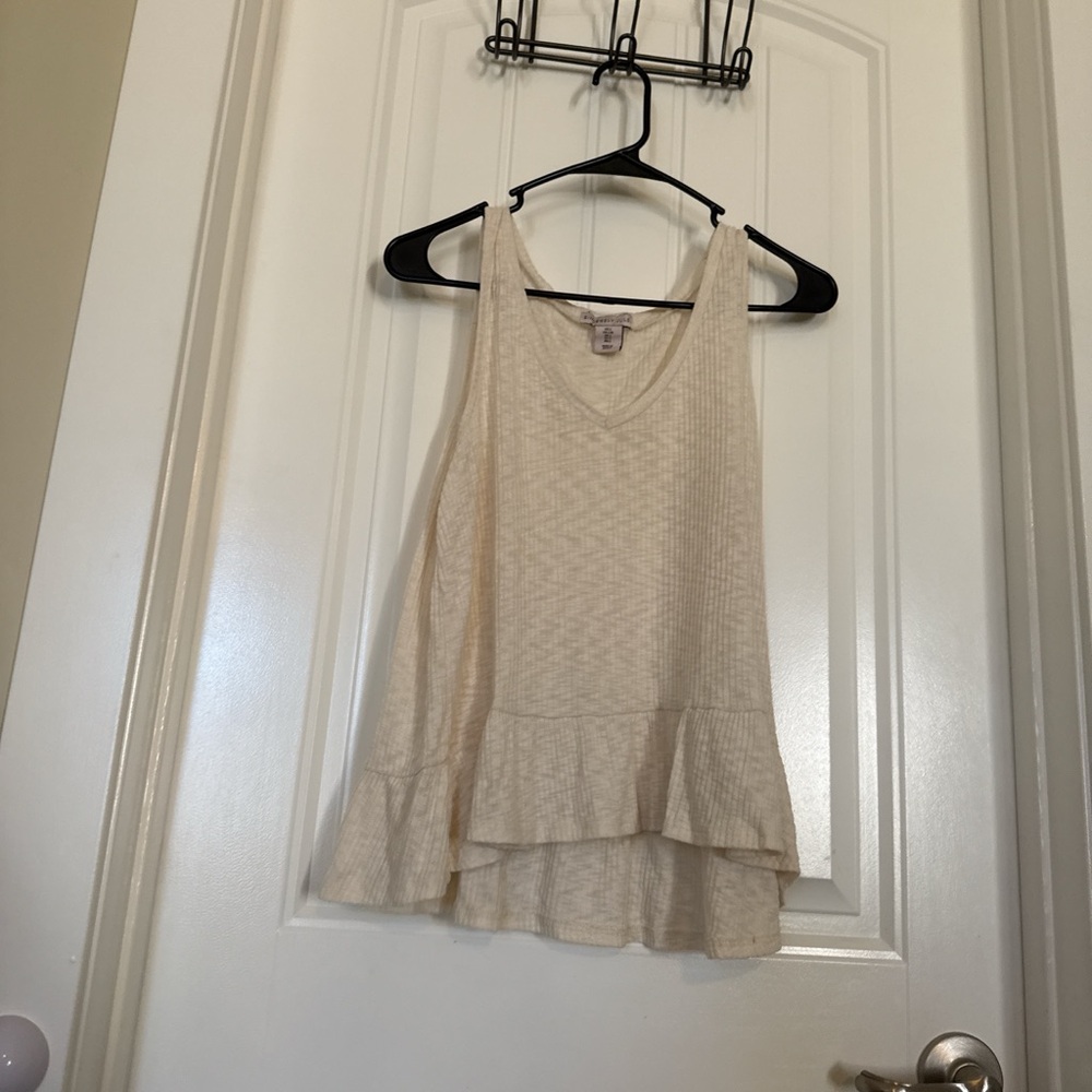 Sincerely Jules Cream Ruffle Hem Tank Top